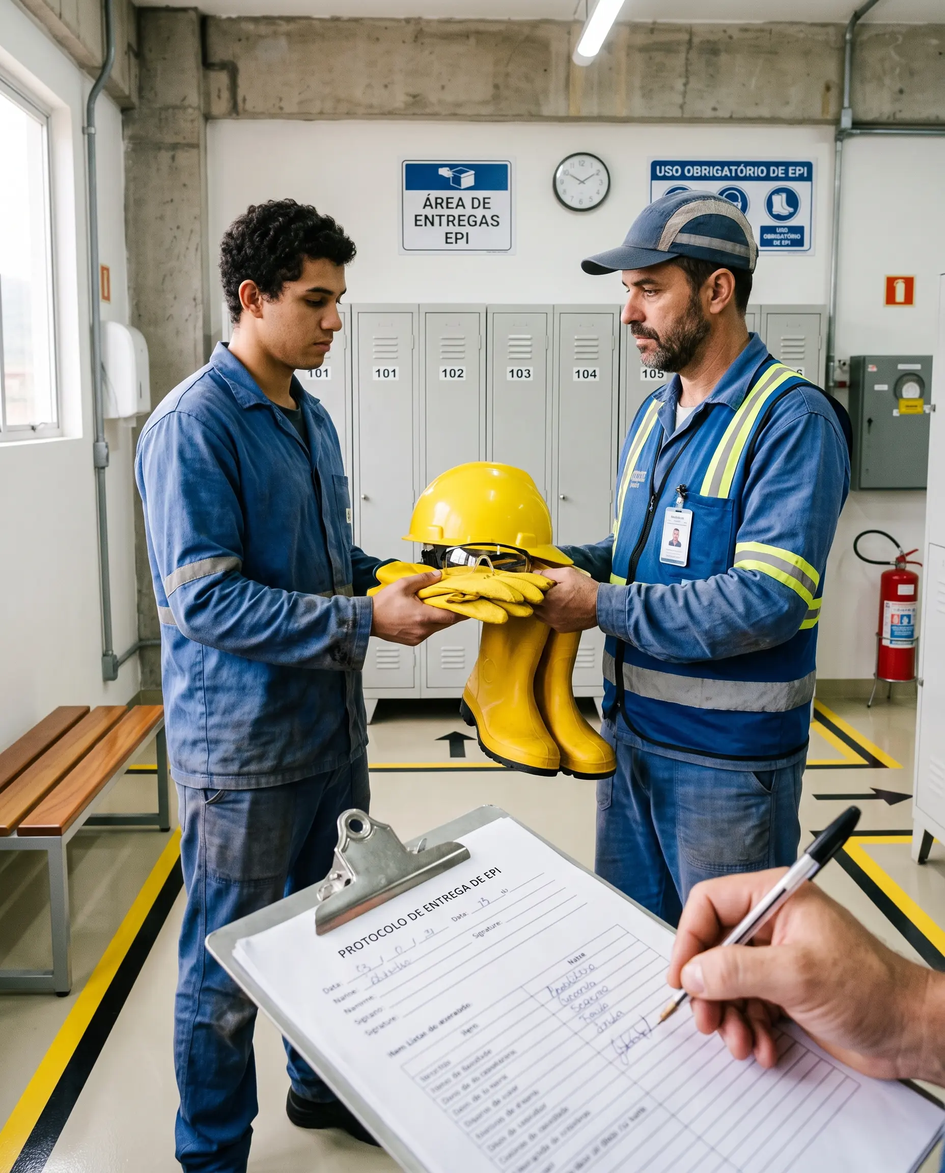 Treinamento NR-6 — entrega de EPI com registro técnico conduzido pela CWTE